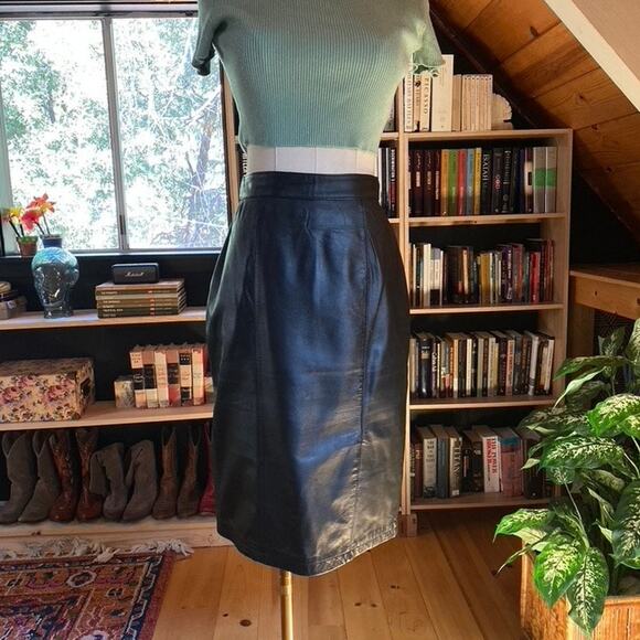 Vintage Leather Skirt - Picture 1 of 6
